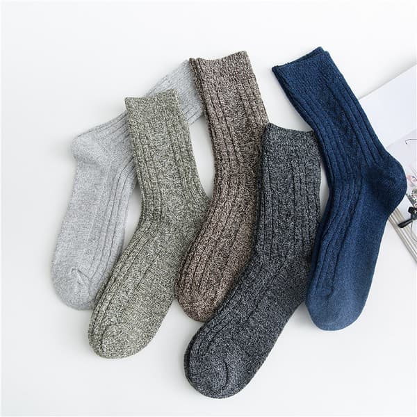 5 par termiska herrstrumpor, varma tjocka stickade vinterullstrumpor