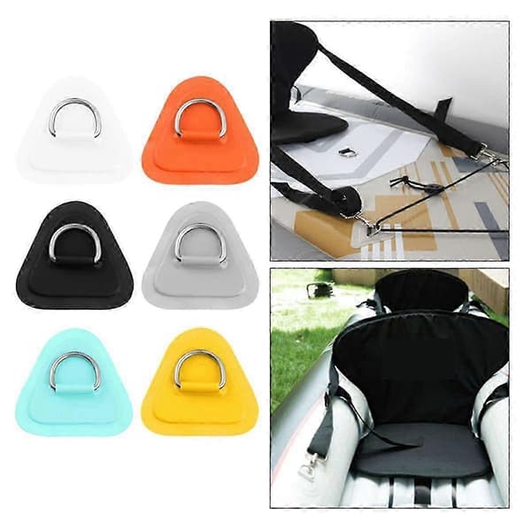 6 stk. D-ring Patch til oppustelig båd, kajak, jolle, SUP, D-ring PVC Patch Stand-up Paddleboard Kano Rafting Sort [DB]