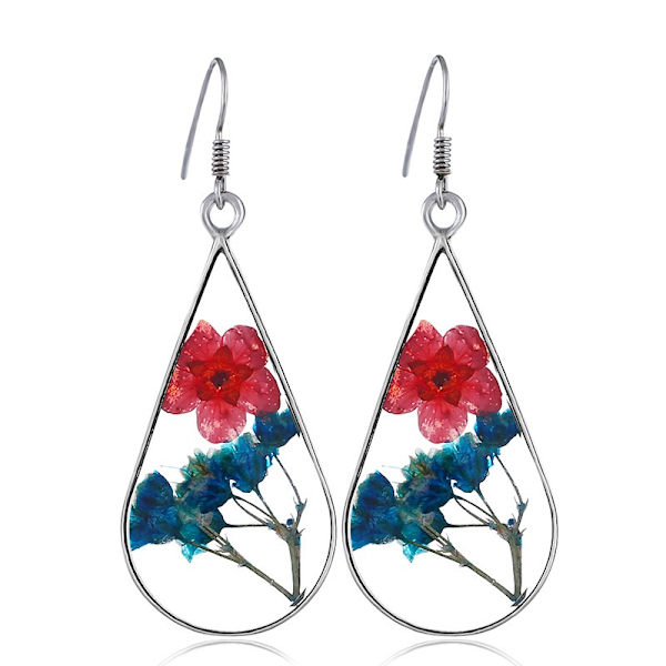 4 par Kollektion Pressade Blomma Tåre Örhängen-- Spets Pressade Vildblomma Örhängen | Drop Dangle-Present till Kvinna