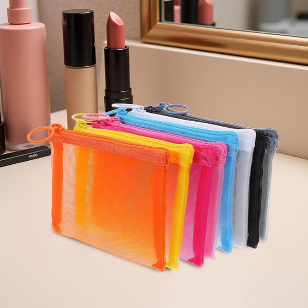 8 stk. mini-netposer med lynlås Små rejse-makeup-tasker til kvinder Læbestift Essentials Bærbar kosmetikopbevaringsorganisator