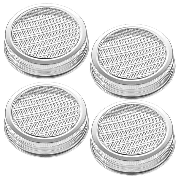 4-pak Mason Jar Spirelåg Rustfrit Stål Rustfrit Mesh Si til Frø og Mikrogrønt