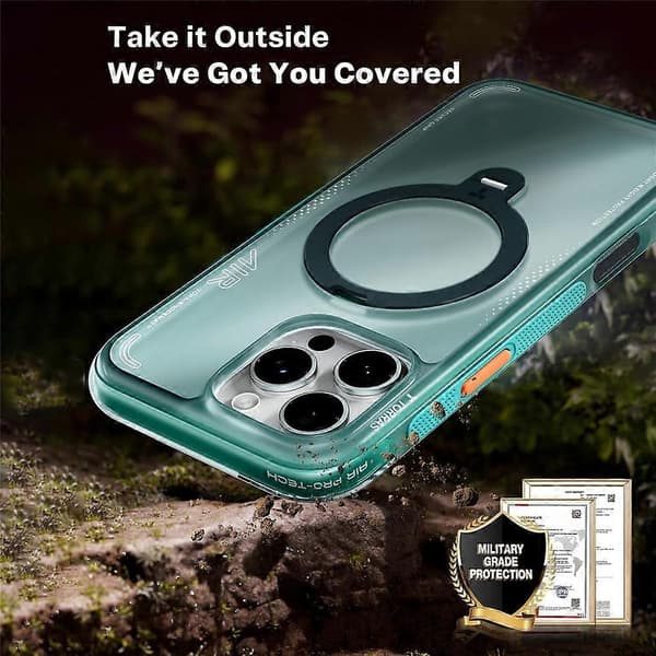 iPhone 16 Pro Max Magnetisk Deksel - TORRAS Ostand Q3 Air Series, Stativ TPU+PC Bakside_yux Blå Blue