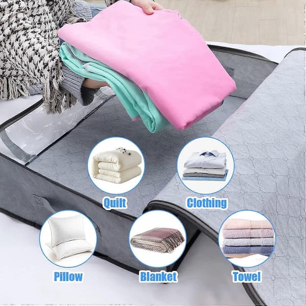 2-pack Under Bed Storage Bags, 40L Foldable Fabric Storage Bins with Window, Zippers and Reinforced Handles, Clothes Storage