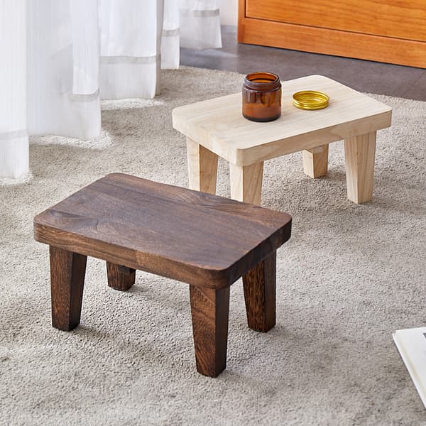 Solid Wood Stool - Multifunctional Stool for Coffee Table, Shoes, Changing Table - Portable Low Bench (K-shape)