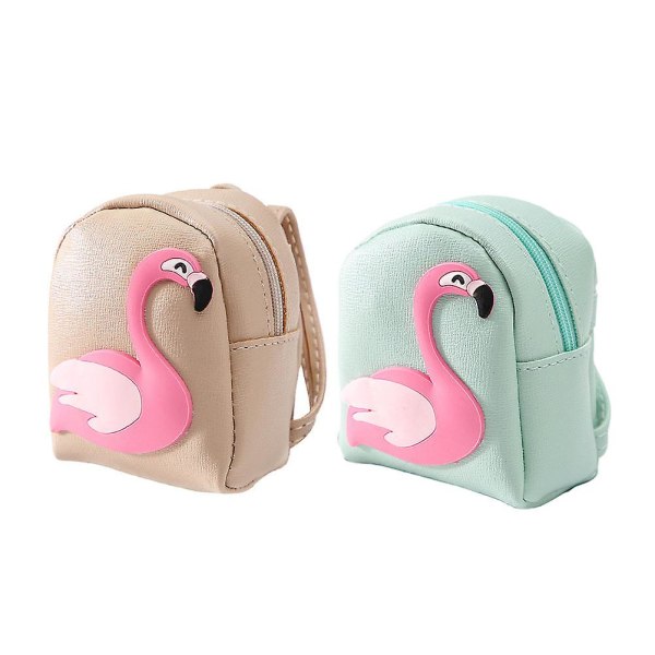 2pcs Flamingo Gift Keychains Mini Backpack Key Holder Mini School Bag Coin Purse Pendant Key Rings C