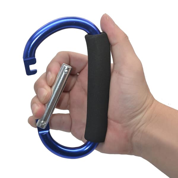 2-pack Shopping Bag Protector Grip, Carrying Tool, Strong, Large, Durable, Multifunctional, Quick Release, Large Carabiner, Soft Grip Set, Blue