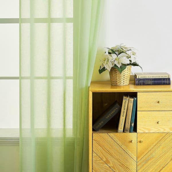 2-pack Transparenta Voilegardiner med Öljetter, 140x225 cm, för Vardagsrum och Sovrum - FA- Grön Grön
