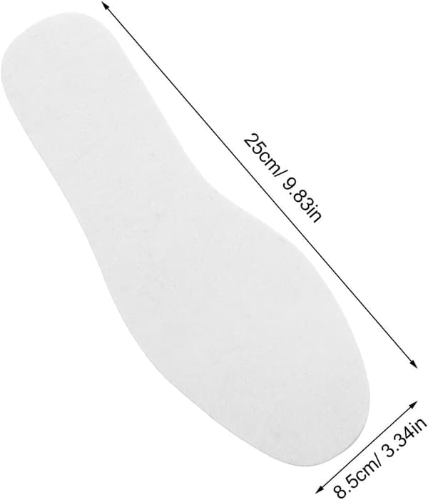 Innersåler i ullfilt 10 par, kan klippes, 6 mm, hvit, størrelse 40