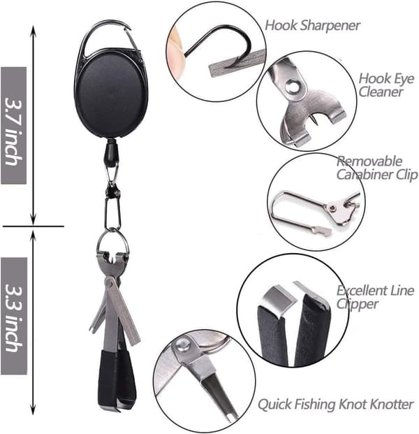 Quick Knot Tying Tool 3 Set Stainless Steel 4 in 1 Tool Including Quick Knot Tier Fly Line Clipper Hook Sharpener Hook Eye Needle