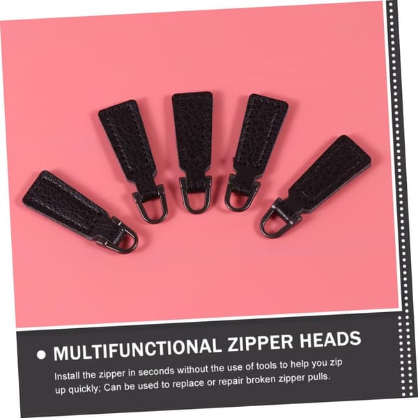 25 Pcs Black PU Leather Zipper Pulls for Bags and Clothes, Universal Detachable Zipper