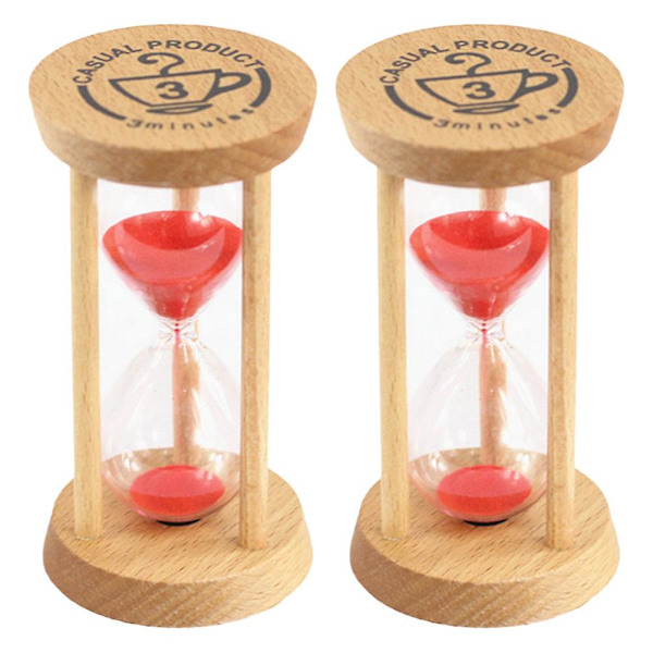2 stk Barneleker Sandklokke Timeglass Sandtimer Sandglass Timer Leke Tannbørste Sandtimer Red 10X5cm