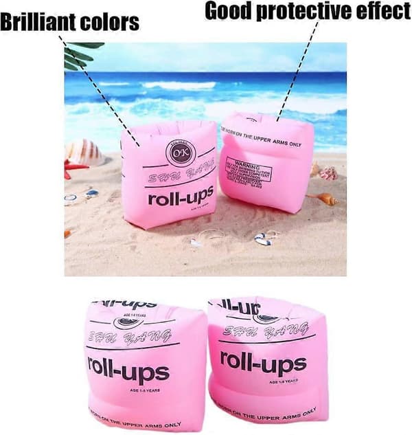 2 st Uppblåsbara Simarmband, Förtjockade Simarmpuffar, Poolarmpuffar, Poolarmband (Rosa)
