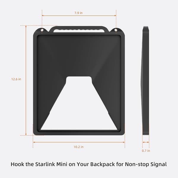 Starlink Mini Case, Silicone Cover with Hook for Hanging Starlink Mini on Backpack for Uninterrupted Signal Black Black with Hooks