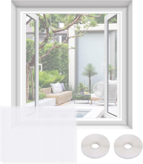 Fönsternät 2-pack 150x200cm Självhäftande Justerbart Insektsnät (vit)