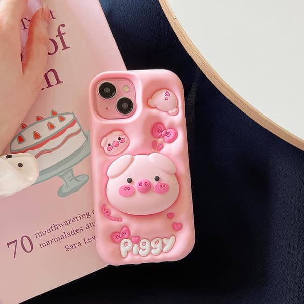 1 pc iPhone Case (Multiple Models) - Cute 3D Silicone Protective Case with a Fun Pig-Shaped Stand, Soft Drop-Resistant Material iphone16 iphone16 iphone16