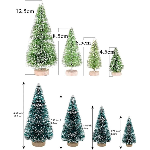 42 st Miniatyrjulgranar Konstgjorda Julgranar Mini Trä Blå Turkos Sisal Snö Bord Dekoration Inomhus Sovrum Hem Fest