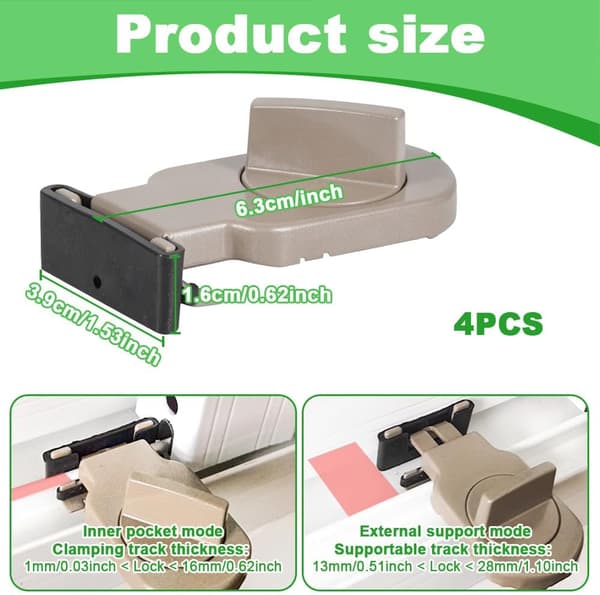 Parts Sliding Door Lock, Adjustable Stop Lock, Window Security Lock, Sliding Window Stop, (Brown)