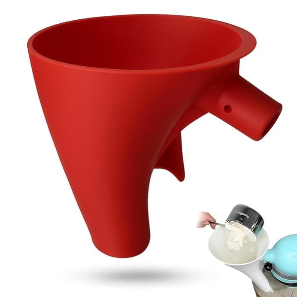 Flour Funnel for Kitchen Aid Mixer, Flour Funnel - Kitchen Machine Accessory, Easy Pouring Without Mess, Anti-Splash Accessory, Dishwasher Safe (Red)(Ho)