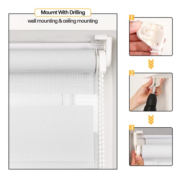 Day and Night Roller Blind, Double Fabric, Blind Without Drilling, Translucent Blackout and Privacy Protection, for Windows and Doors, White, 70 x 150 cm