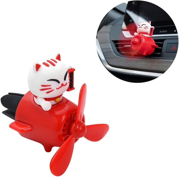 Billuftfräschare Lucky Cat Luftutloppsfläkt Fräschare Ventilklämmor Parfym Aromaterapi Prydnad -