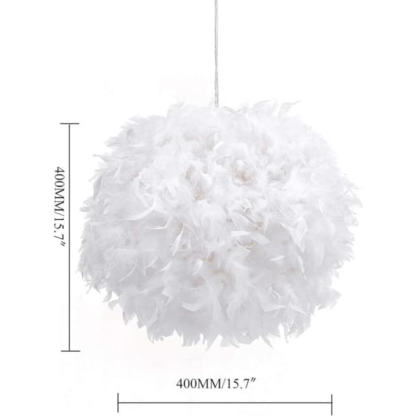 Fjærskjerm for taklampe. Fluffy lampe - Perfekt