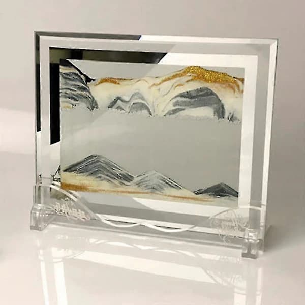3D Landskap Rörlig Sandmålning Dynamisk Sandbild Flödande Sandmålning Timglas Dekor Blå 18.5x22cm