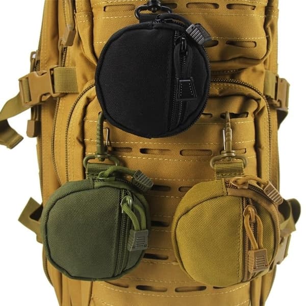 Compact MOLLE Tactical Pouch – EDC for Keys, Headphones, and Small Tools – Khaki Khaki Khaki