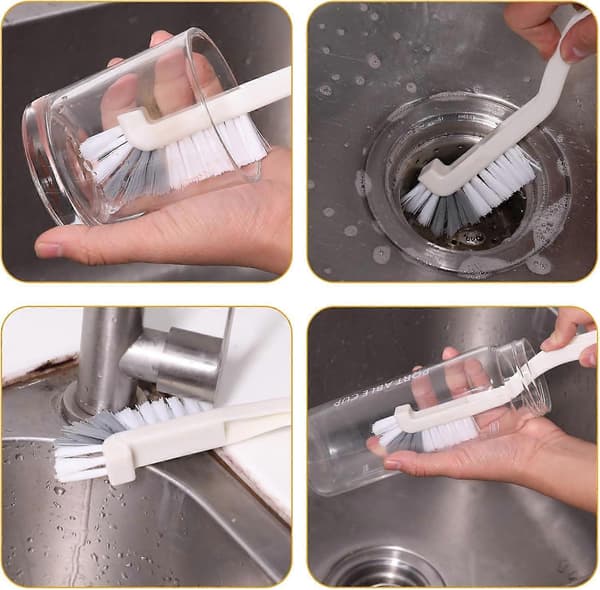 2 Pieces Cleaning Scrub Brushes, Kitchen Scrubber Dish Brush Right Angle Cleaning Brush with Stiff Bristles