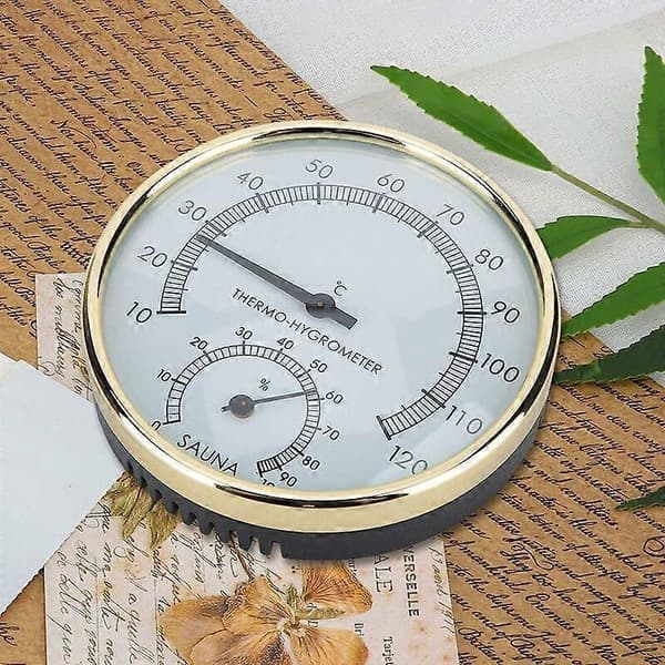 Digital Sauna Thermometer Hygrometer Humidity Temperature Meter, Sauna Hygrometer Gold Clock Sauna Accessories 100X31mm