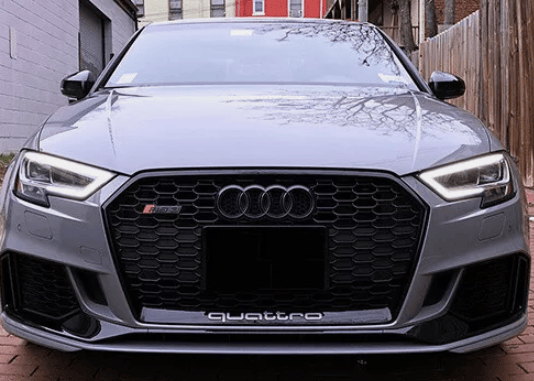 Sort blank frontgrill ring logo emblem til Audi A1 A3 A4 A5 A6 273x94mm