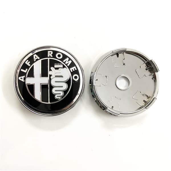2x Alfa Romeo emblem ornament, sort, 60 mm logo, frontklap