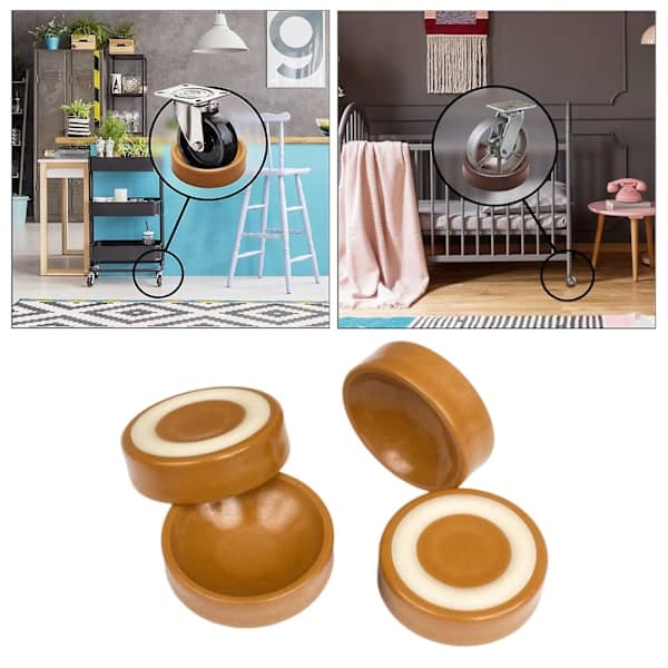 2x4st Möbelgreppskoppar Runda Golvskydd 43mm För Soffor Sängar Pianon Brun