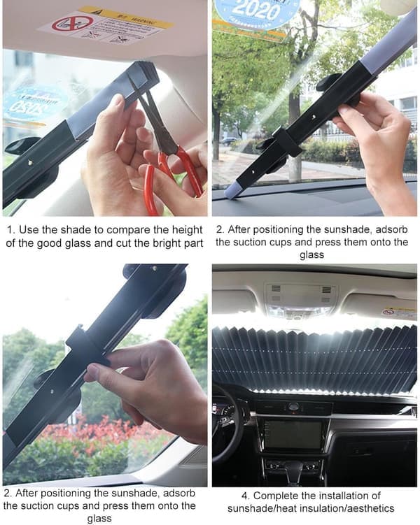 Retractable Automatic Car Windshield Sunshade Curtain for UV, Privacy, and Interior Protection, Front/Rear Windows