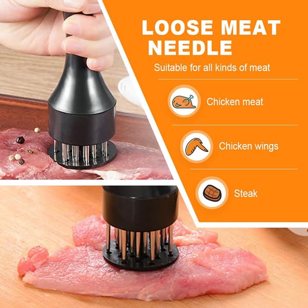Meat Tenderizer, Stainless Steel Meat Grinder, Equipped with Ultra-Sharp 21 Stainless Steel Needles (White, 1 pc)