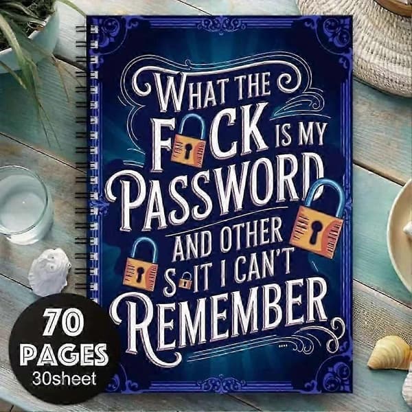 Password Manager Book - Spiral-Bound Login Journal (14.5x21 cm), Robust Modern Security Information Manager, Practical Tool Accessory