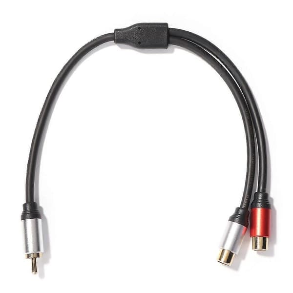 1RCA Han til 2RCA Hun Lydkabeladapter til DVD TV Laptop Bærbar RCA Lyd Y Splitter Kabel