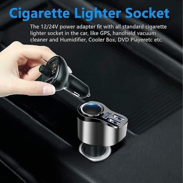 4-i-1 USB C billaddare 36W USB cigarettändaruttag