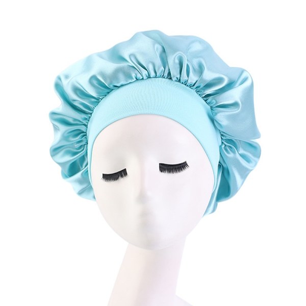 Siden Bonnet Siden Sovhatt Andningsbar & Justerbar Sovhatt Siden Hårinpackning Kvinna Nattmössa för Lockigt Hår Mint Green 1pcs