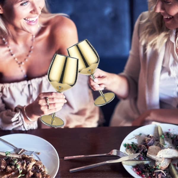Gullvinglass, 2 cocktailglass i rustfritt stål