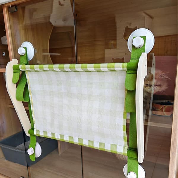 Hanging Cat Bed Window Hammock Cats Window Perch for Large Cat Foldable Cats, Stable Foldable Window Mounted Kitten Bed (Green) [Ho]