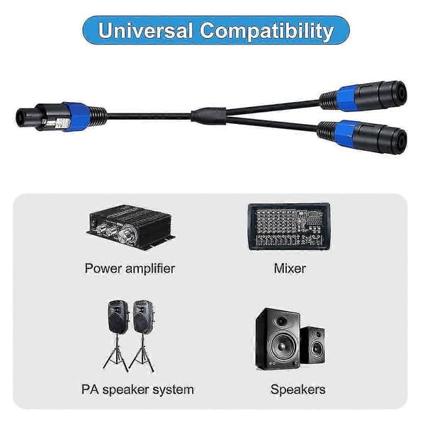 Speakon Splitter Cable 1 Male To 2 Female Speaker Cable, Speak-on Cable 2-pole Adapter Cable (1 Male)
