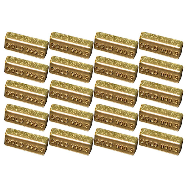 20 stk Dukkehust Mini Gullbar Modell Falske Gullsteiner Miniatyr Gullbarer Gull 1,5X0,5X0,3CM Golden 1.5X0.5X0.3CM