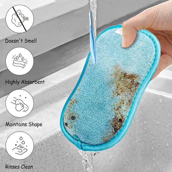 Double-sided cleaning sponges 5-pack scrubbing sponges for kitchen dish household cleaning