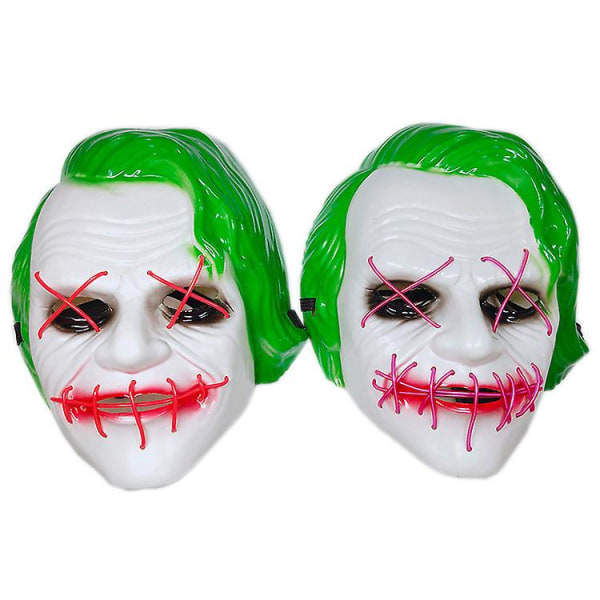 Halloween El Glödande Mask Halloween Festlig Ball Party Clown El Glödande Line Mask