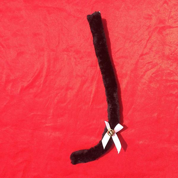 50 cm sexig lång plysch kattsvans med bowknot Bell Maid Cosplay Kostym Party Accessoar (vit) Svart Black