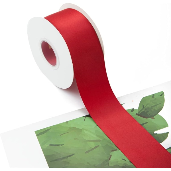 4 cm bredt rødt dobbeltsidig satengbånd ensfarget perfekt for emballasje for bryllupsbabydusj