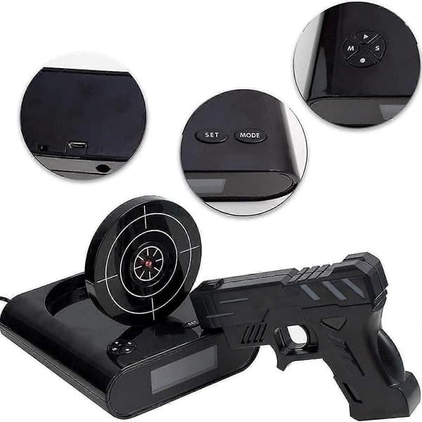 Pistol-Shaped Alarm Clock for Heavy Sleepers - Vibrating Bed Shaker with 12-Hour Digital Display and Wake-Up Function