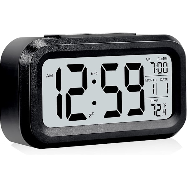 Large Digital Alarm Clock with LCD Screen (Black)