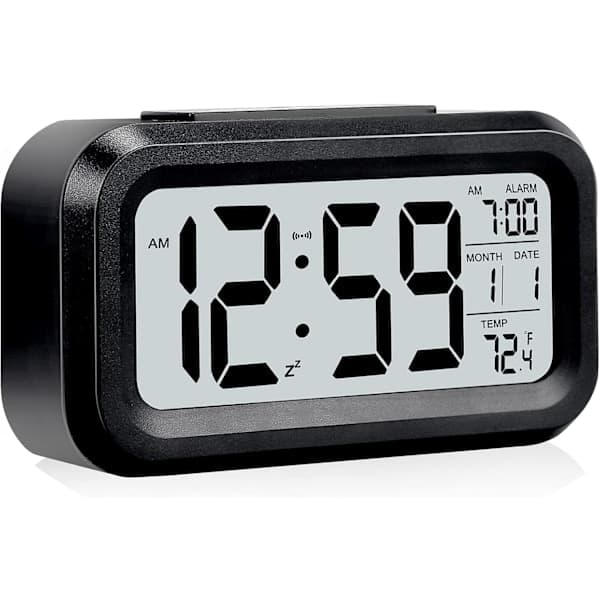 Suuri digitaalinen herätyskello LCD-näytöllä (musta)