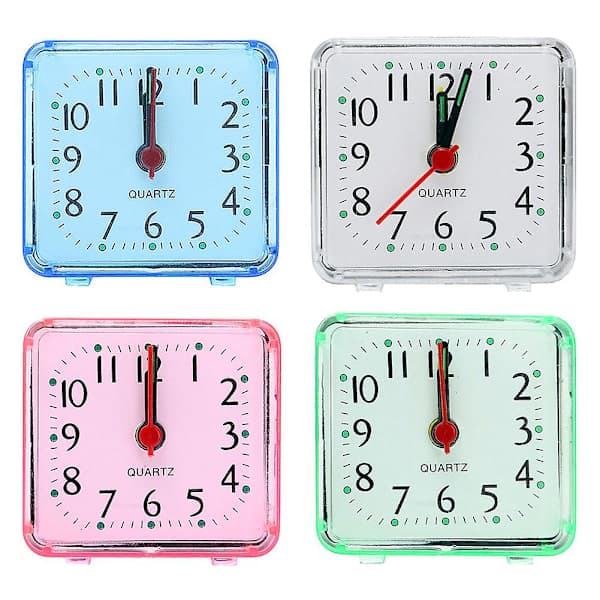 Travel Student Mini Alarm Clock Night Light Bedside Battery Loud Quartz Blue blue